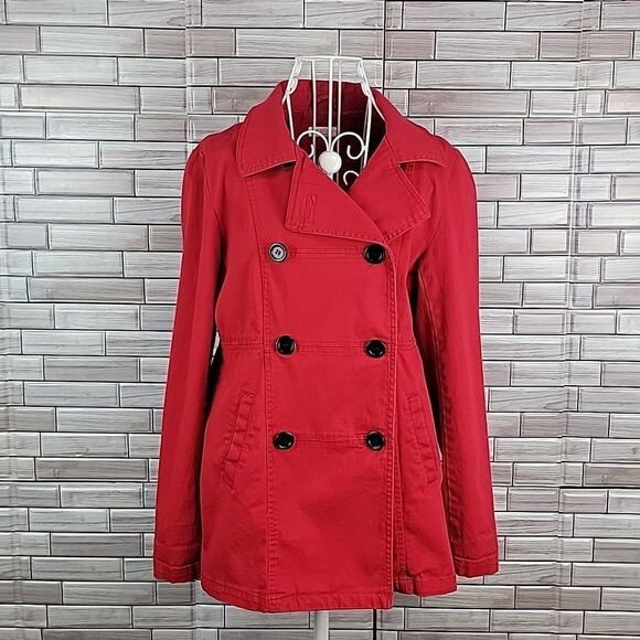 H&M red canvas jacket Juniors size 14 - Picture 1 of 12
